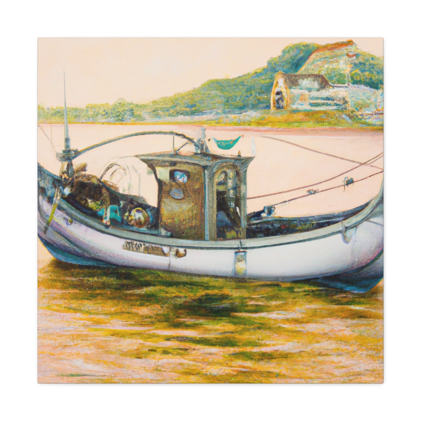 Fishing at Sea Reflected - Canvas