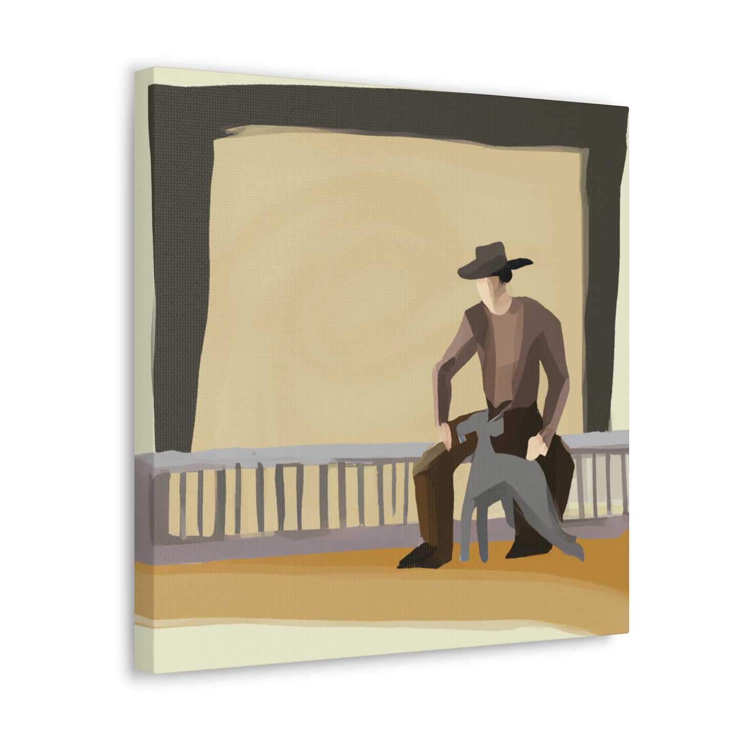 "Cowboy at Dusk Fence" - Canvas