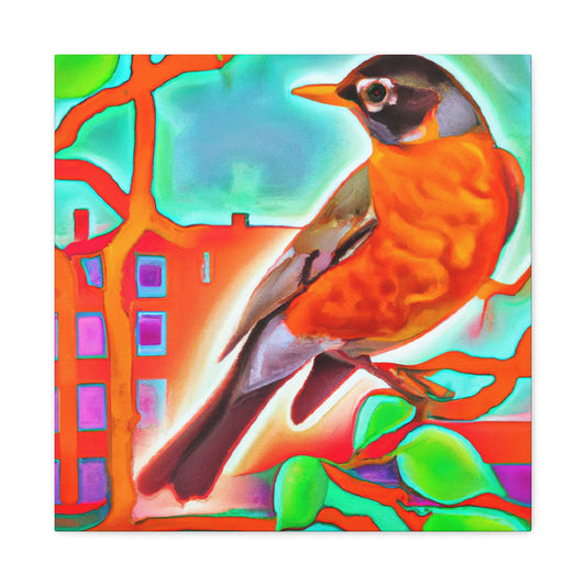 "Robins in Art Deco" - Canvas