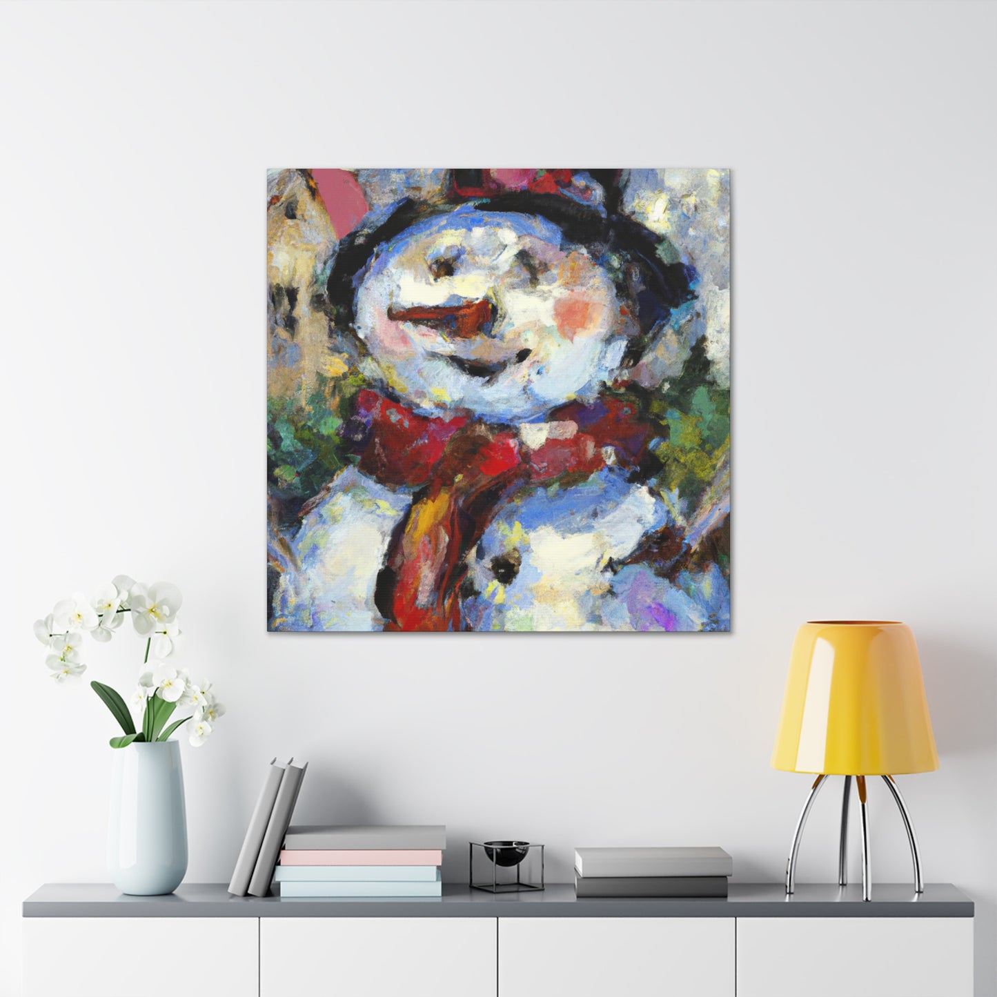 Snowman in Wintertime - Canvas