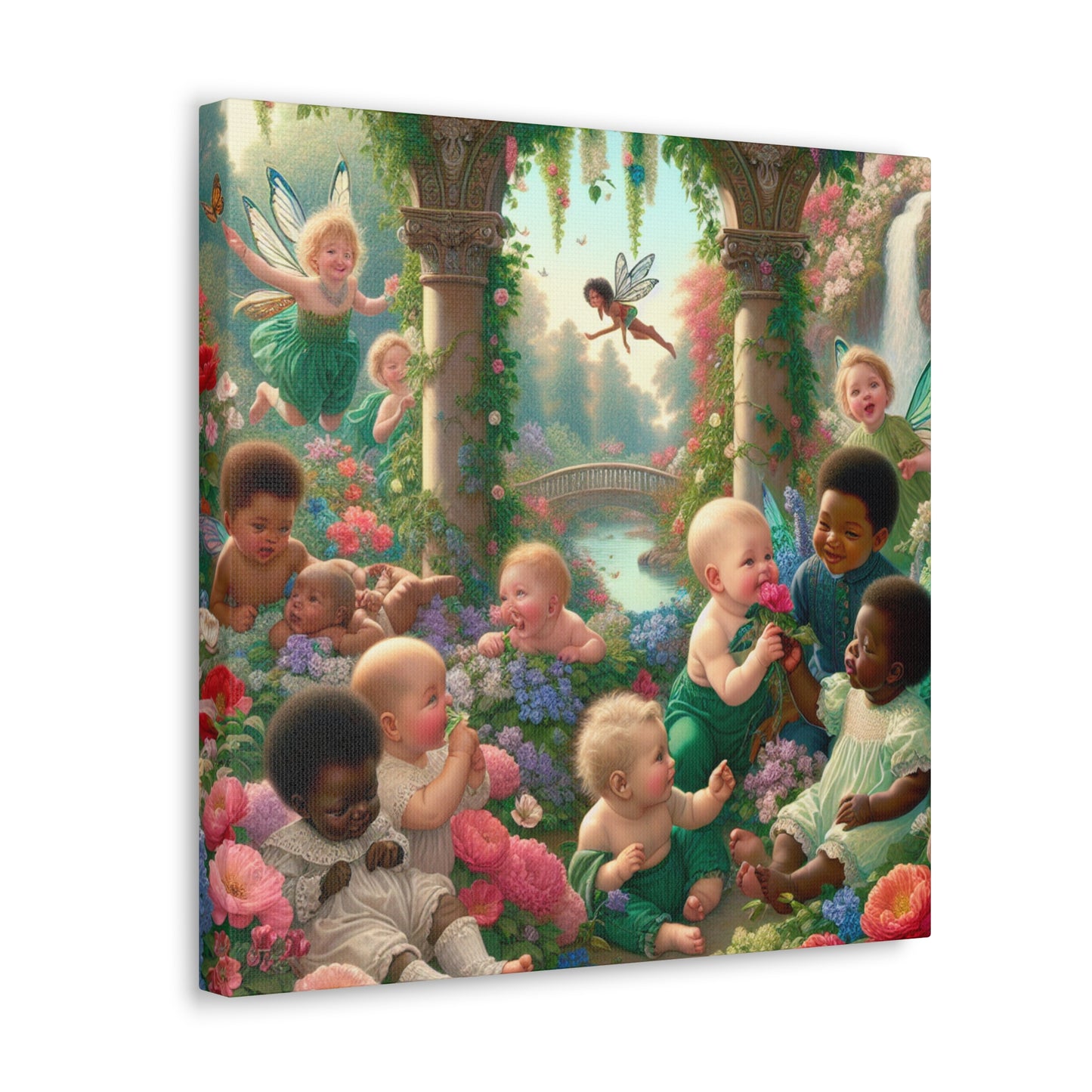 Whimsical Blooms and Sprites - Canvas