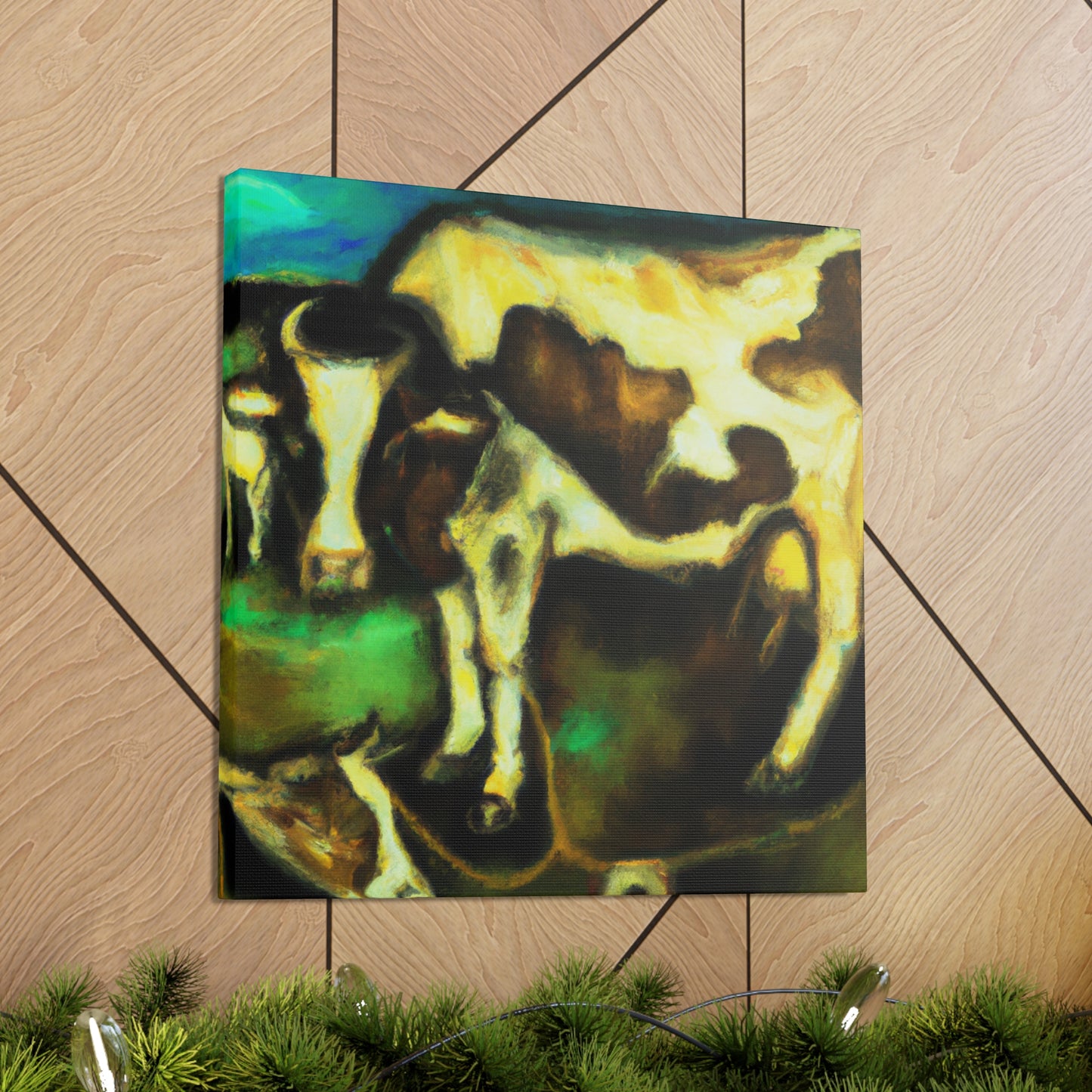 Cow in Cosmic Sky - Canvas