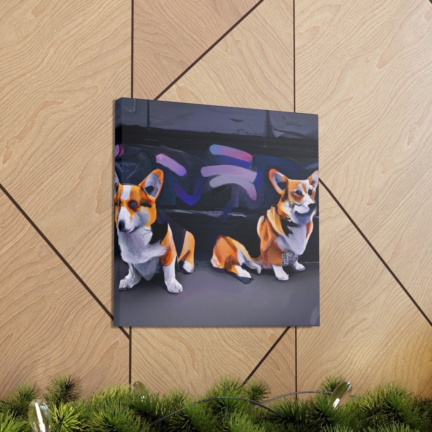 Corgis in Motion. - Canvas