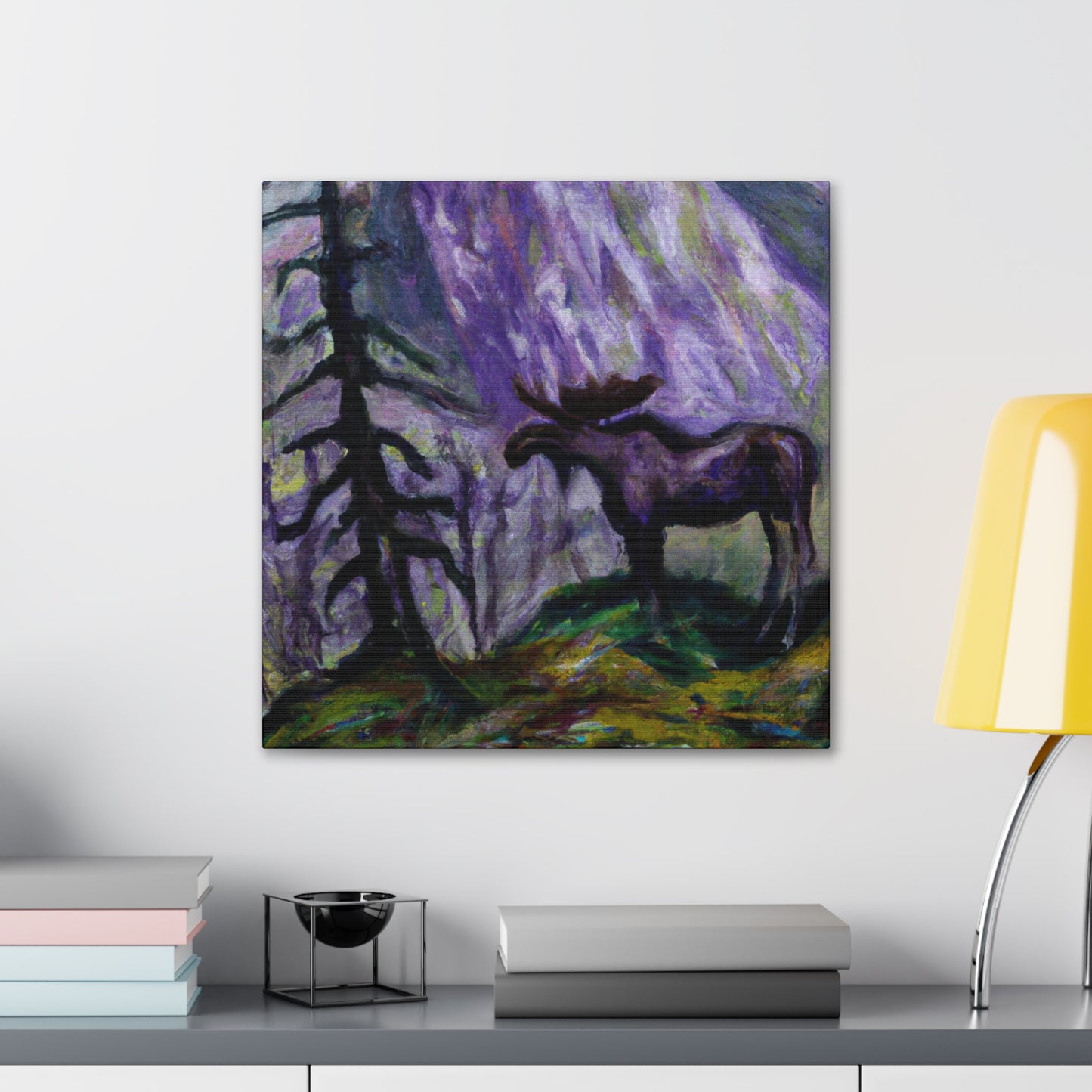 "Moose in Moonlight Impression" - Canvas