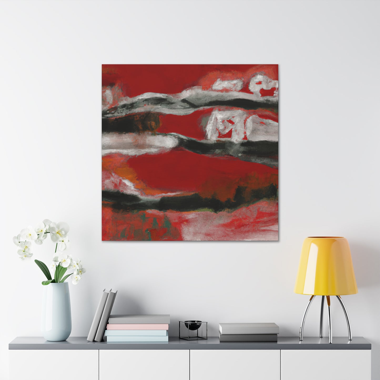 Salmon on Red Abstraction - Canvas