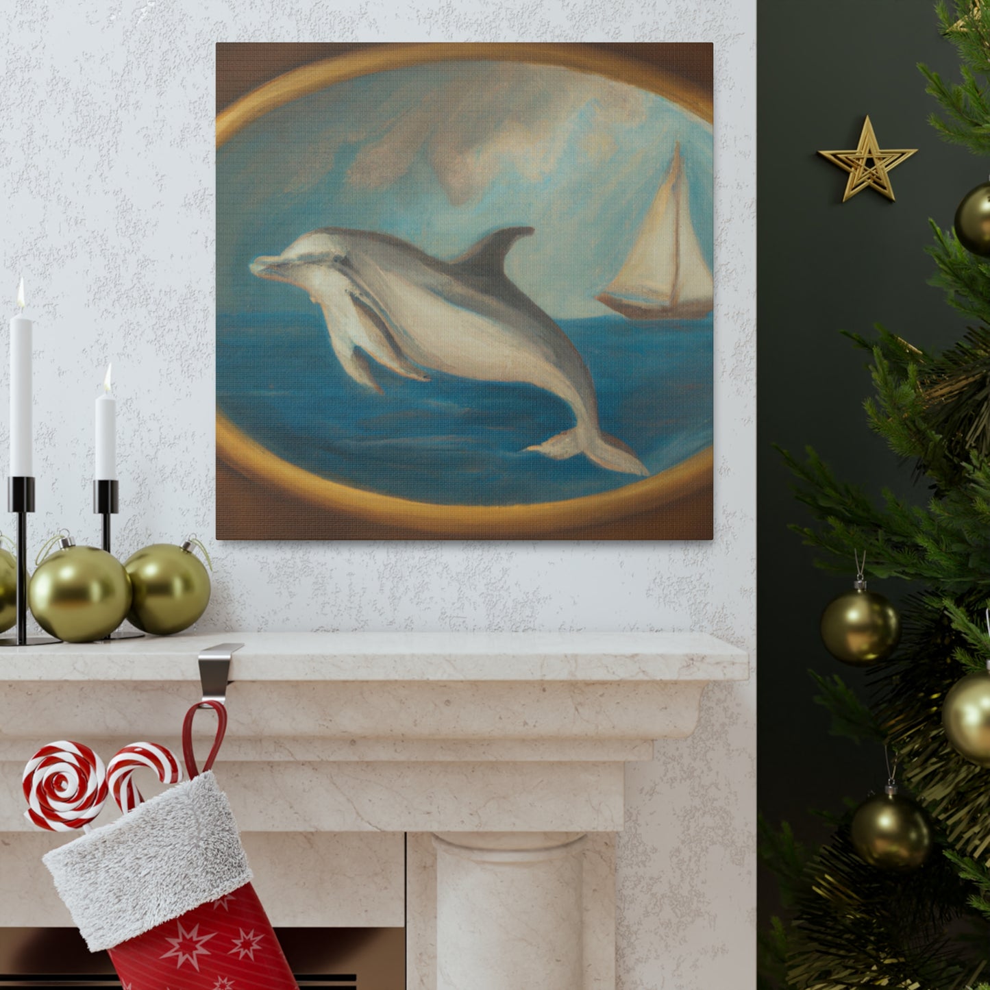 "Dolphin in Neoclassicism" - Canvas