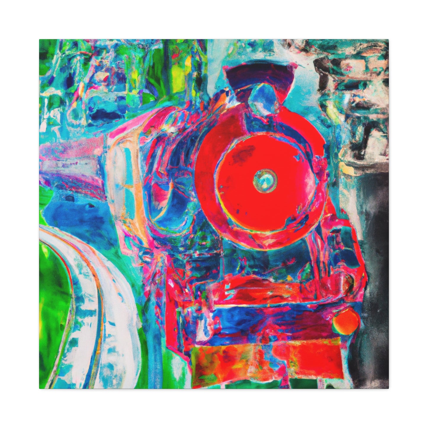 "Train Over Station Fields" - Canvas