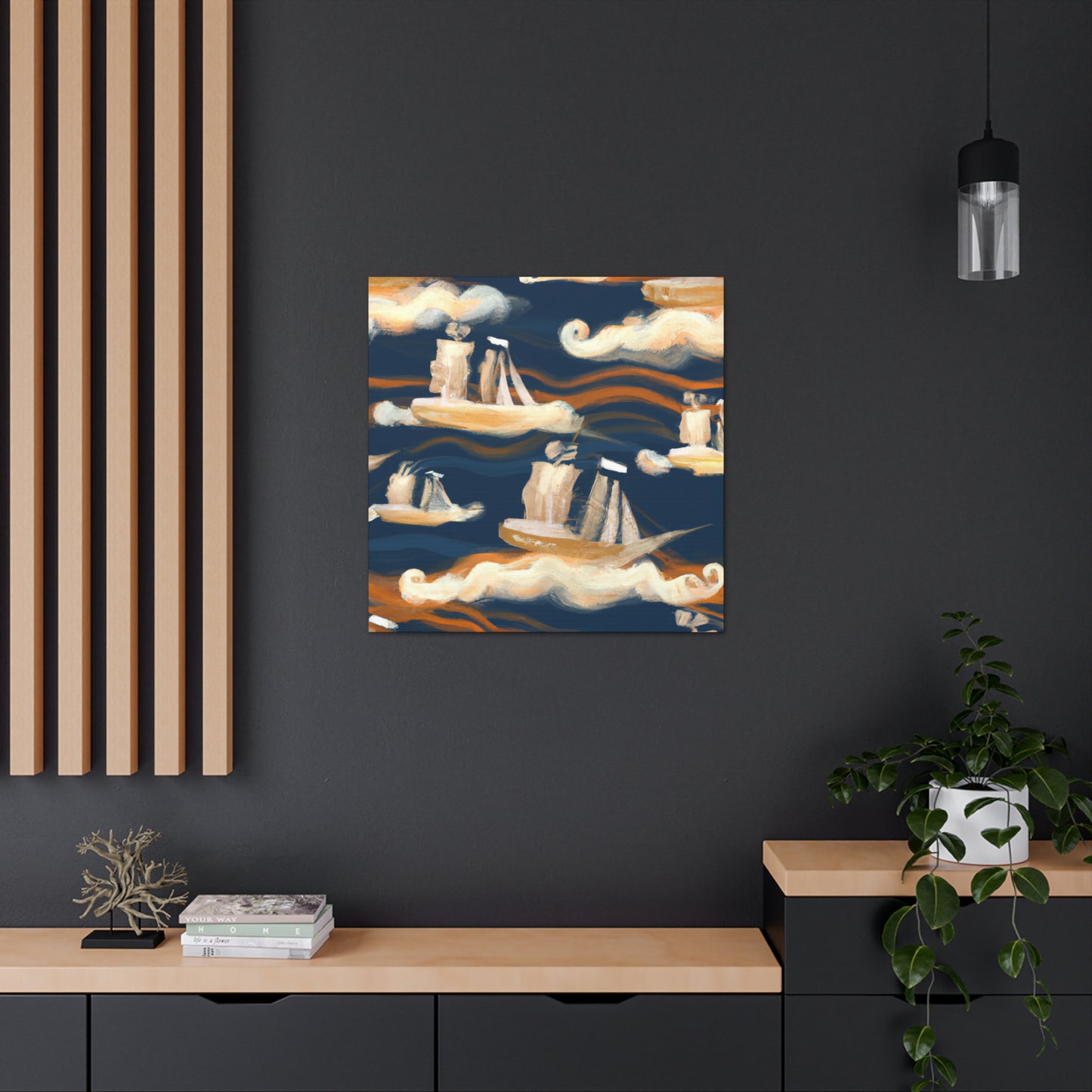 "Ship Riding Turbulent Waves" - Canvas