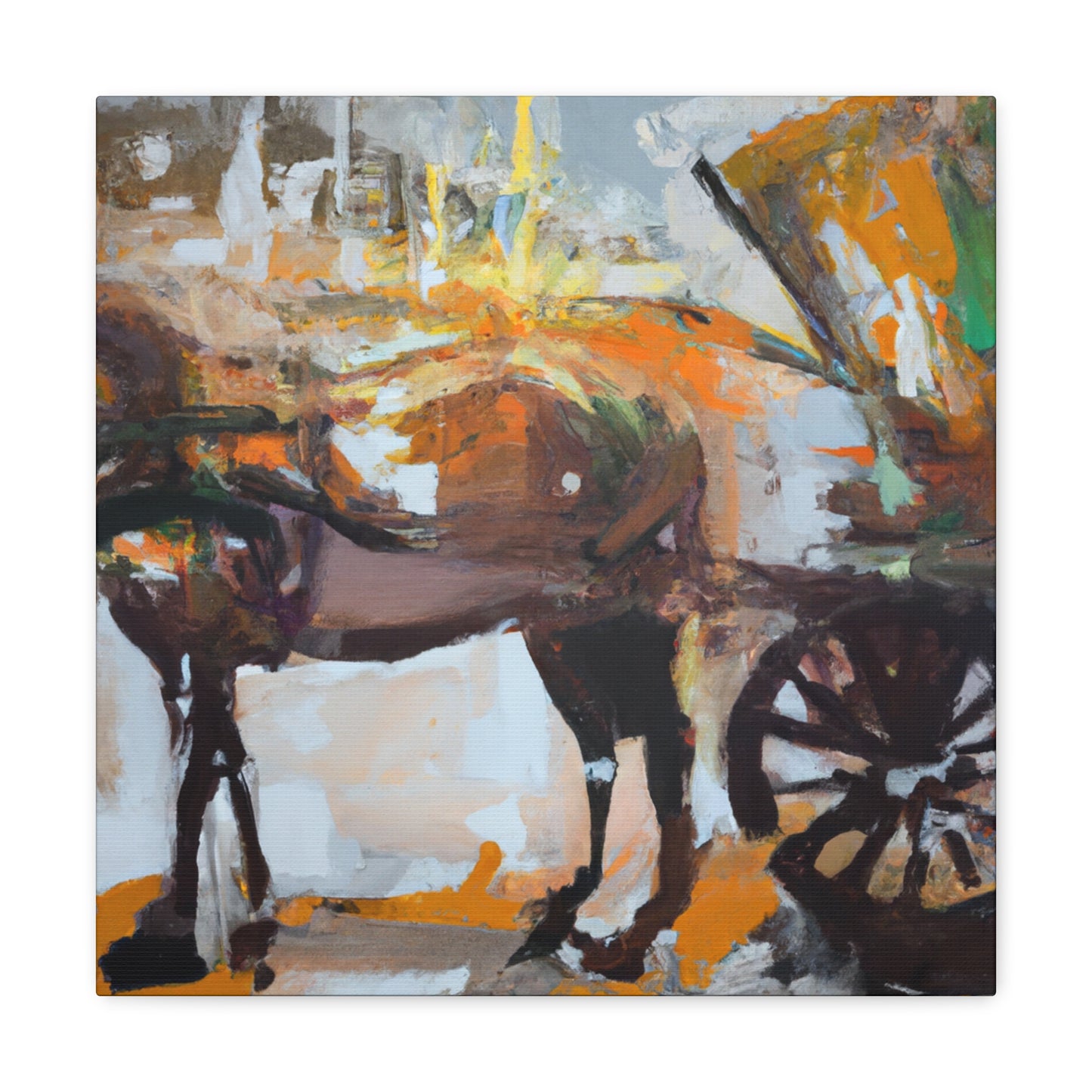 "Horse and Carriage Journey" - Canvas