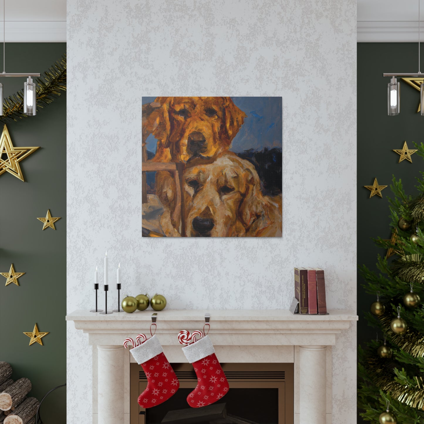 "Golden Retriever Wonderland" - Canvas