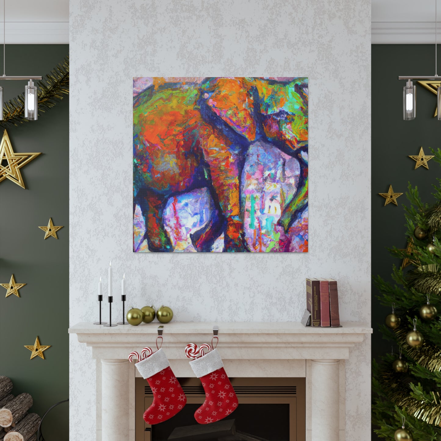 Elephant Embrace Abstraction - Canvas