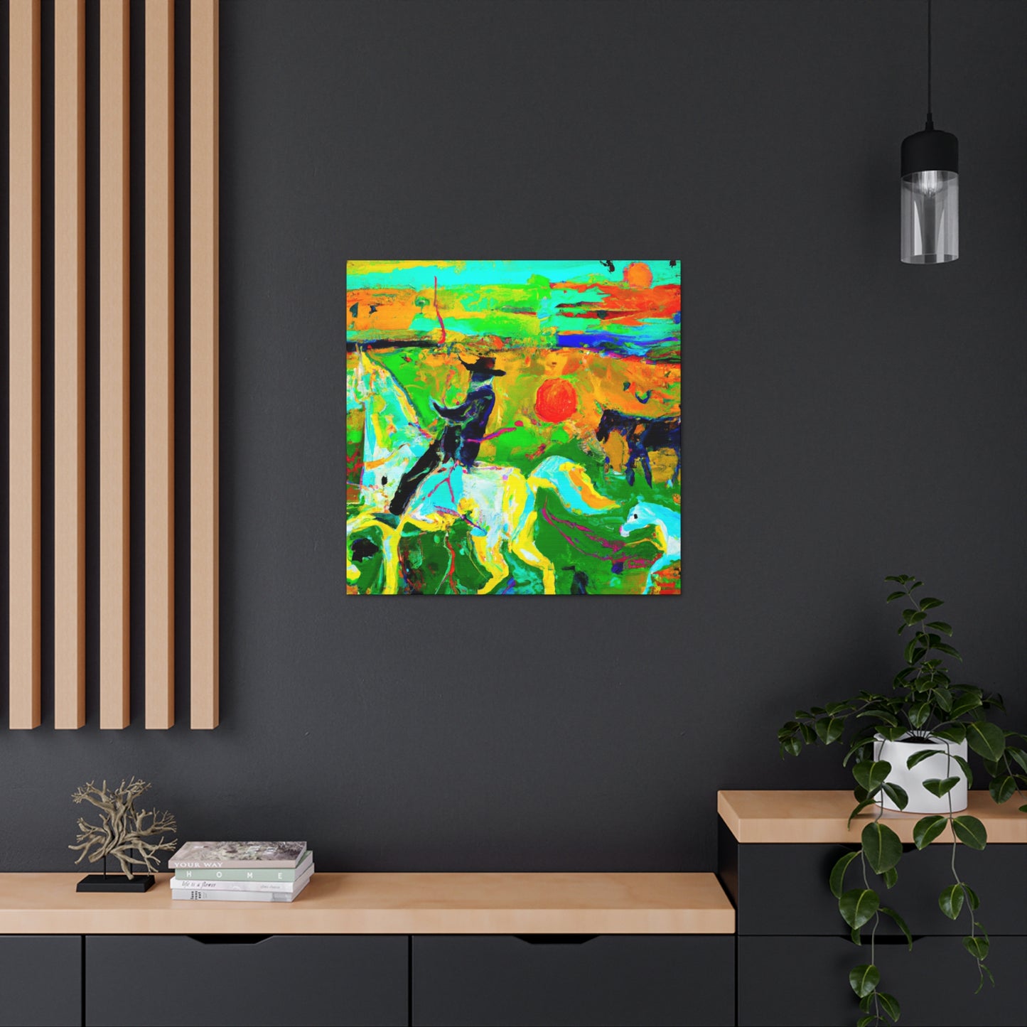 "Horses in Pastures Content" - Canvas