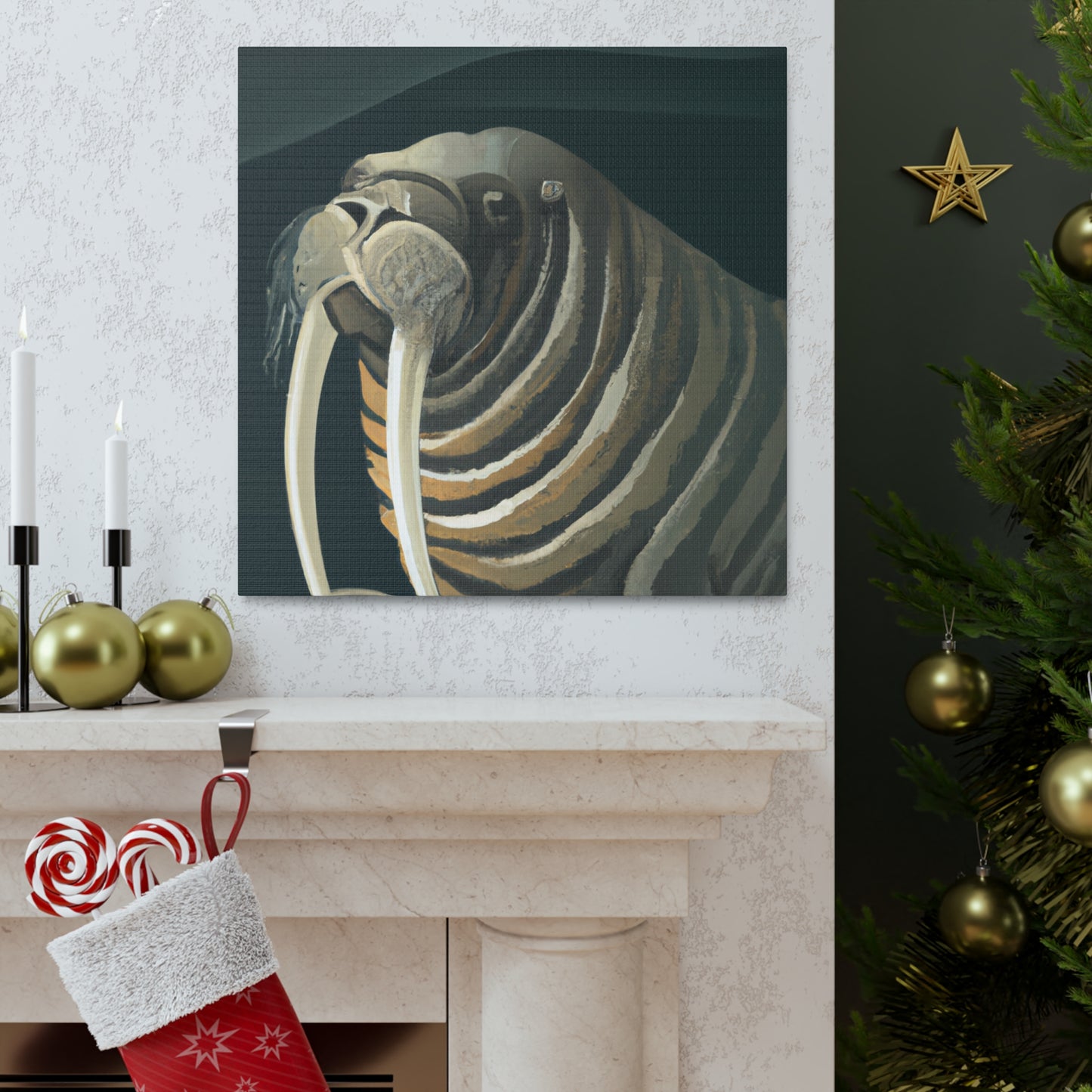 "Walrus in Moonlight Pose" - Canvas