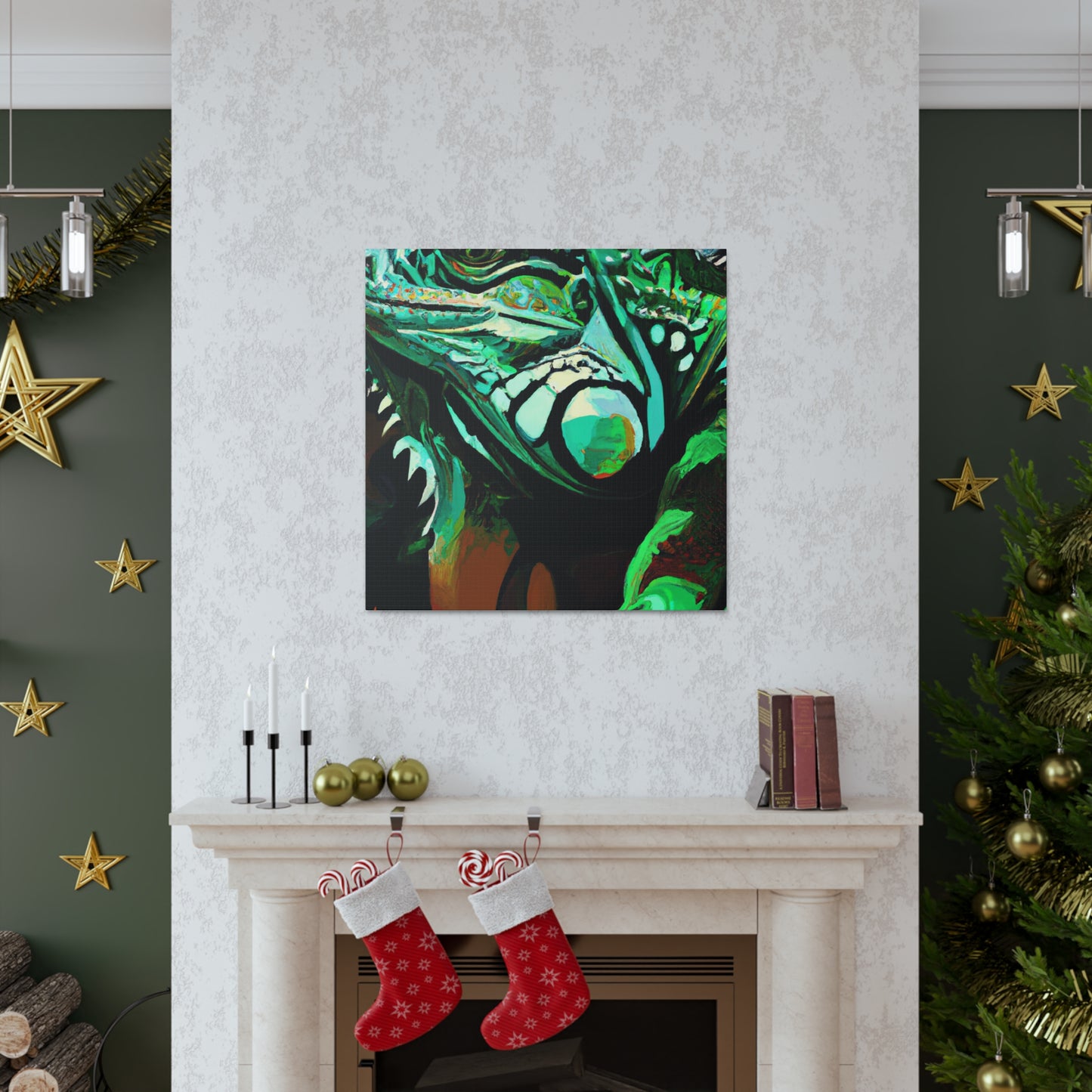 Iguana's Art Deco Pose - Canvas