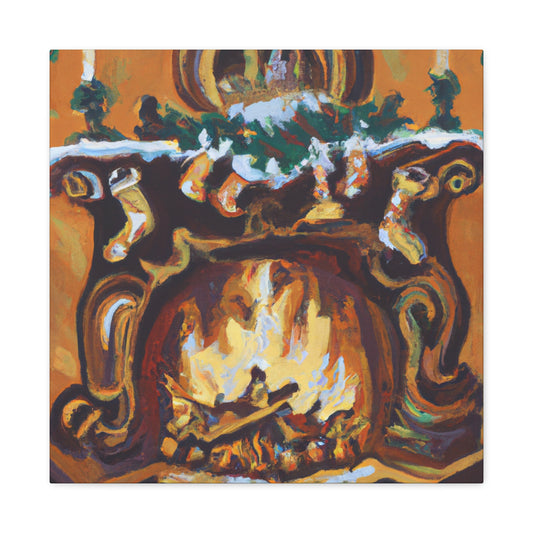 "Fireplace Hearth Splendor" - Canvas