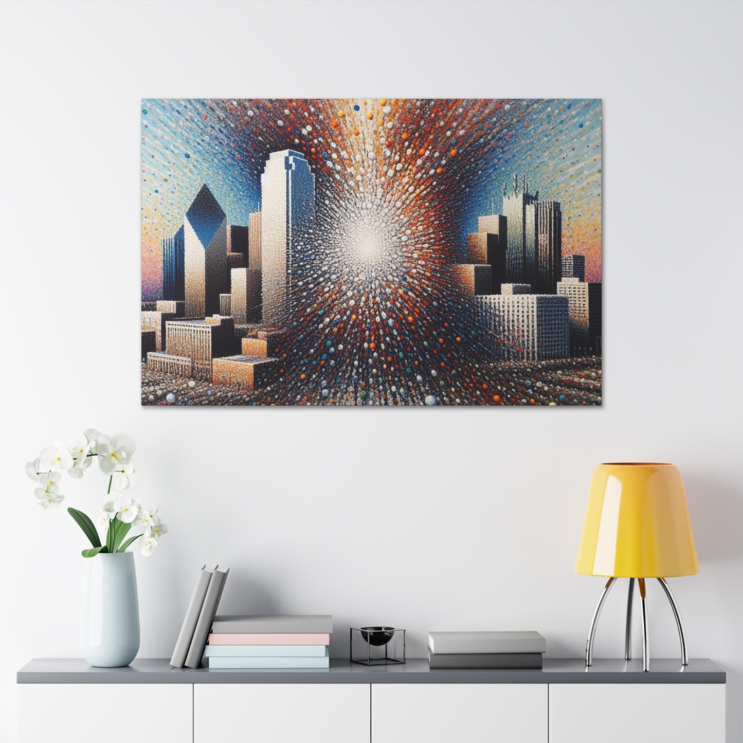 "Dazzling Dallas Dotscape" - Canvas