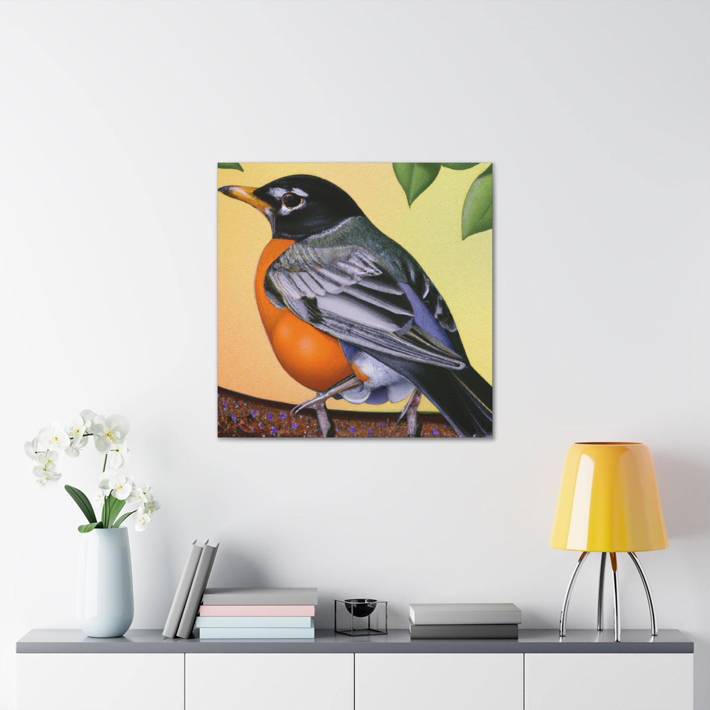 "Glamorous American Robins" - Canvas