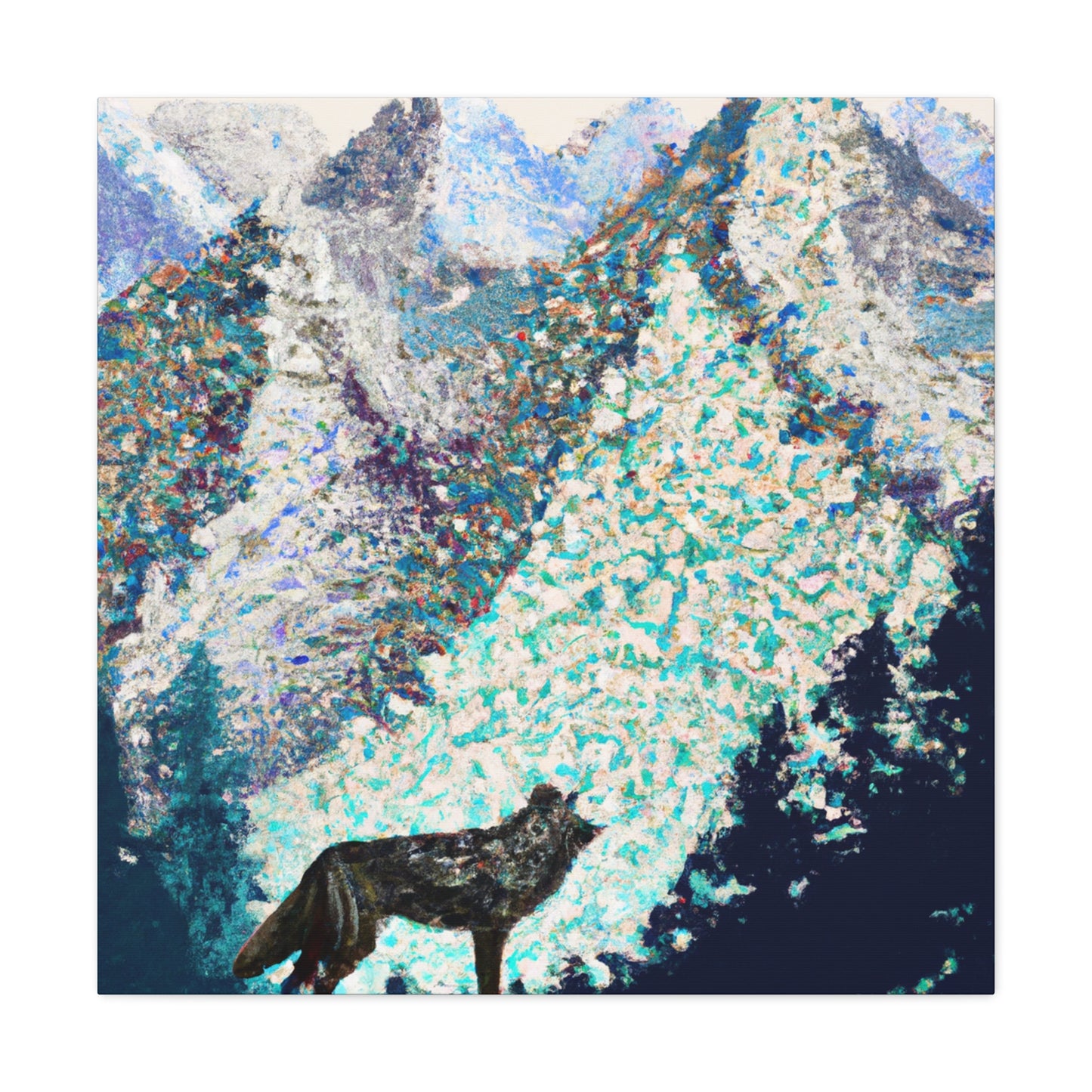 "Wild Wolves in Pointillism" - Canvas