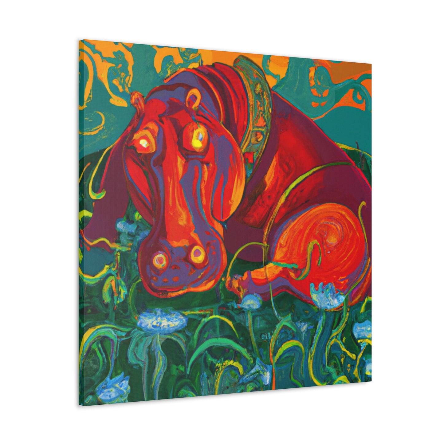 Hippo in Art Nouveau - Canvas