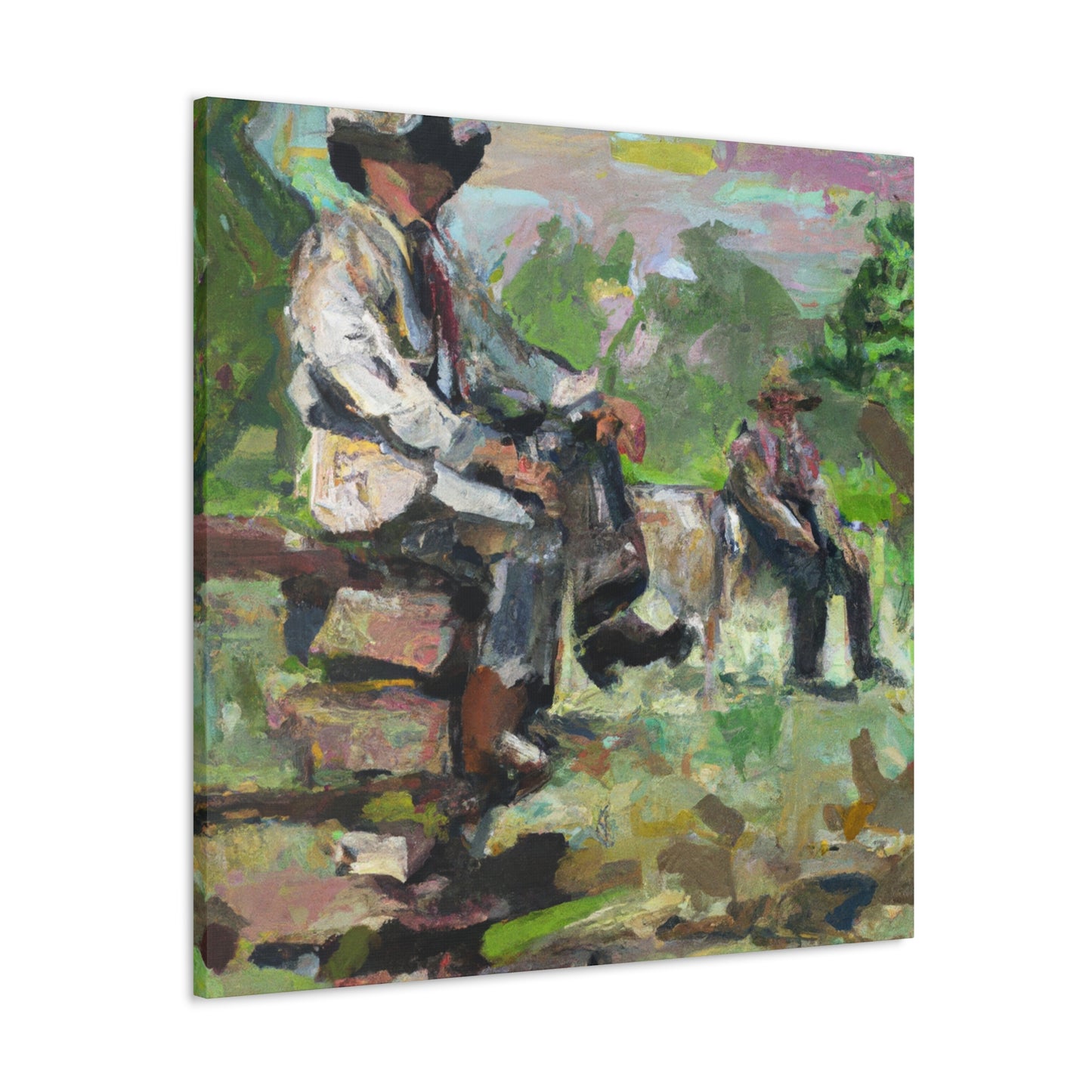 Cowboy At Dusk - Canvas