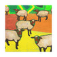 Sheep in Red Pastures - Canvas