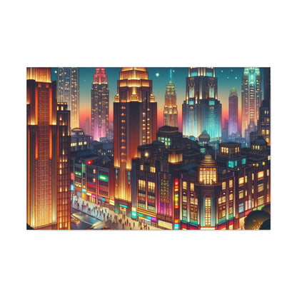 Midnight Metropolis Glow - Canvas