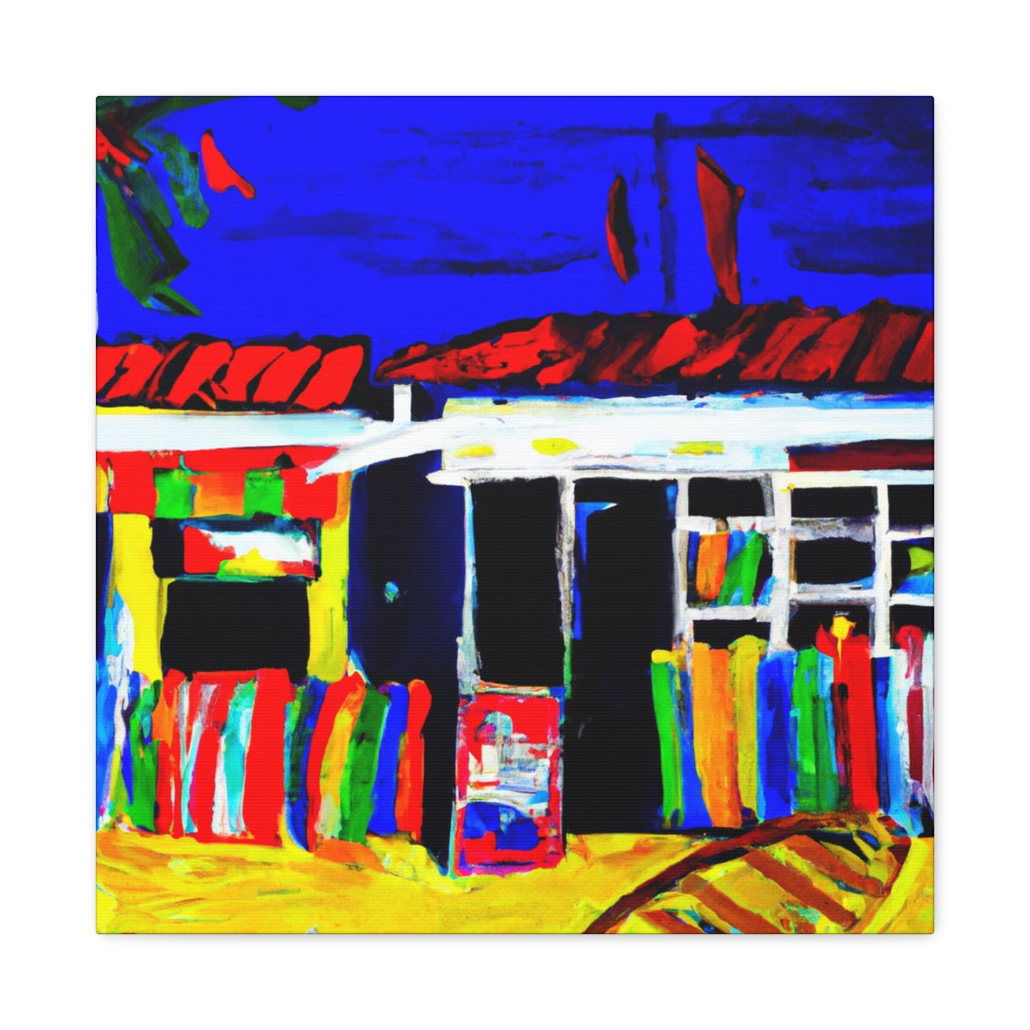 "Beach Shops Expressionism" - Canvas