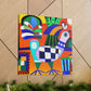 "Chickens in Art Deco" - Canvas