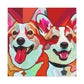 Corgis in Flowers Bloom - Canvas