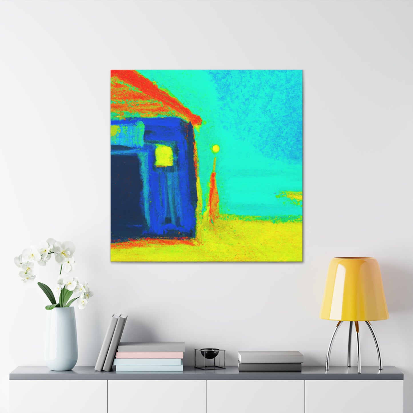 "Beach Hut Reflection" - Canvas