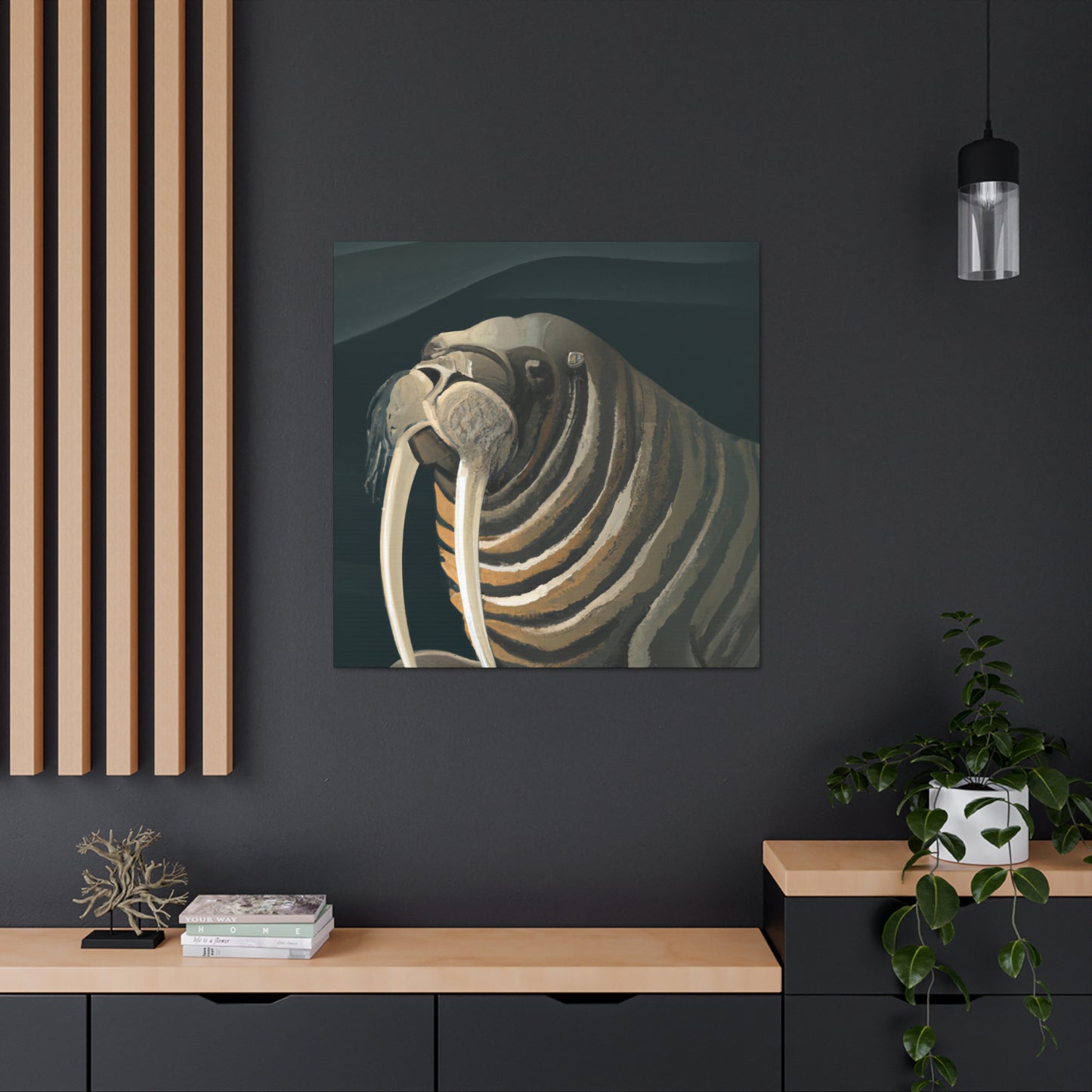 "Walrus in Moonlight Pose" - Canvas