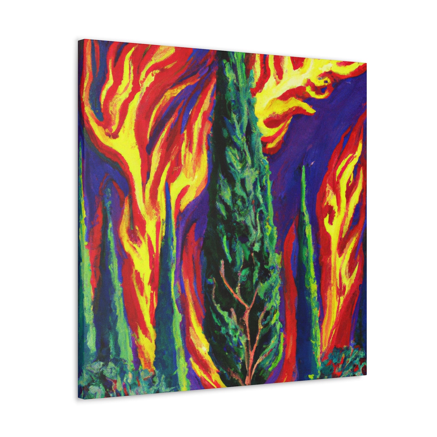 Cypress at Sunset painting - Canvas