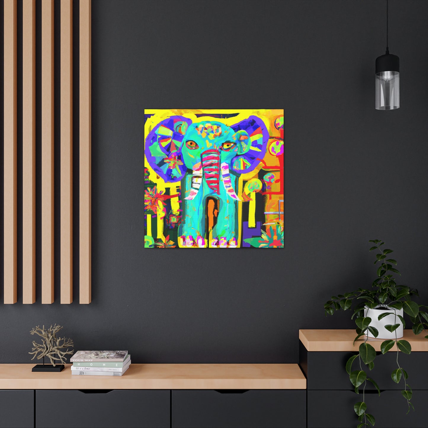 "Elephant in Moonlight Glade" - Canvas