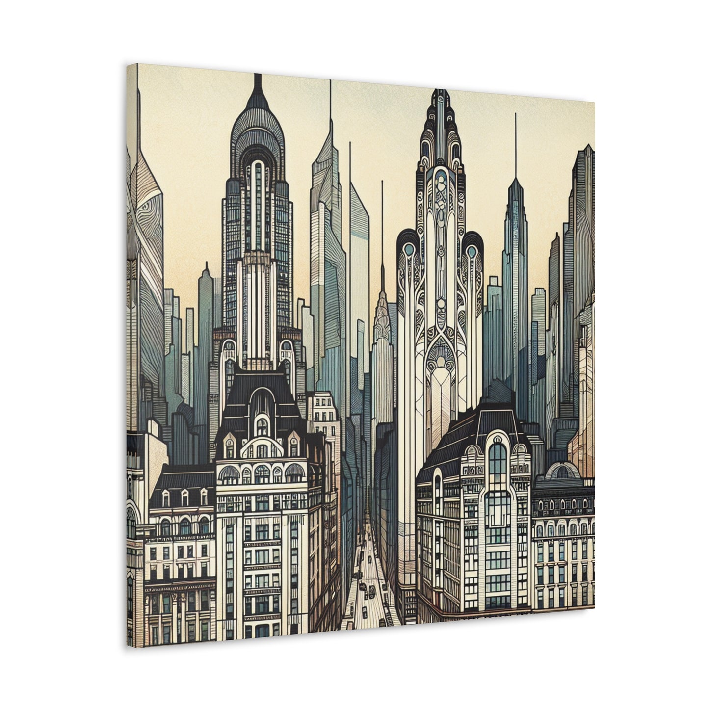 Cityscape Symphony in Bloom - Canvas