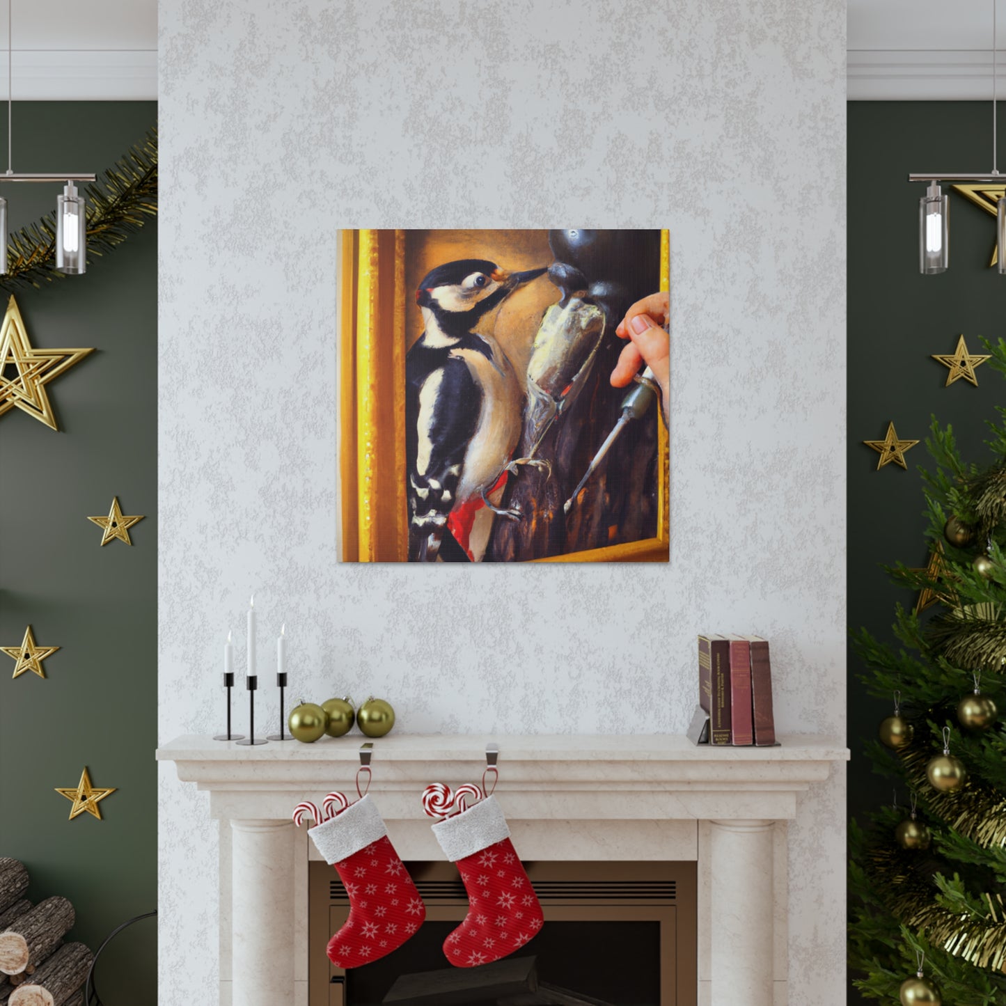 Downy Woodpecker Dreamscape - Canvas