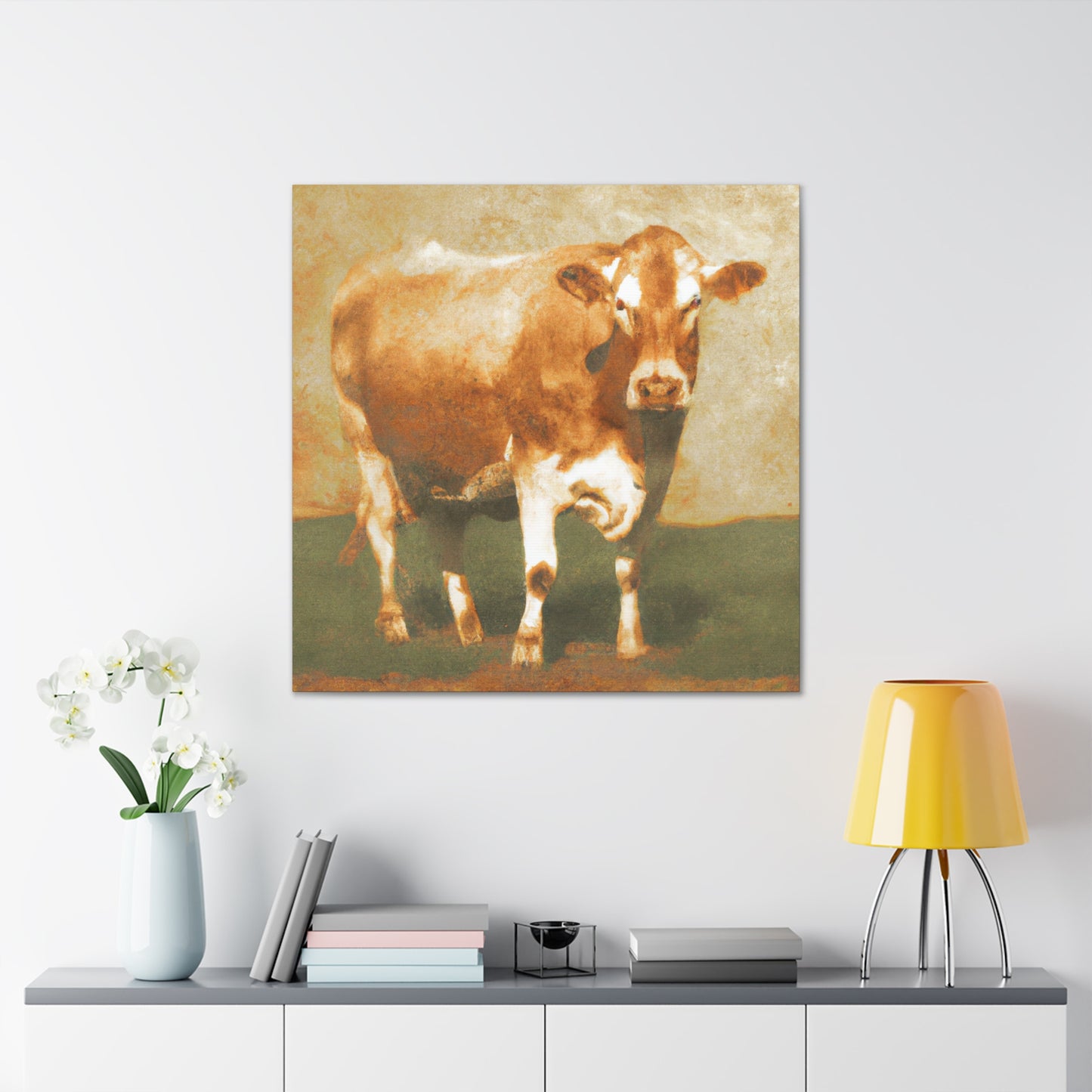 "Jersey Cow Reflection Scene" - Canvas