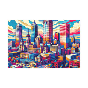 "Indy's Flourishing Urban Canvas" - Canvas