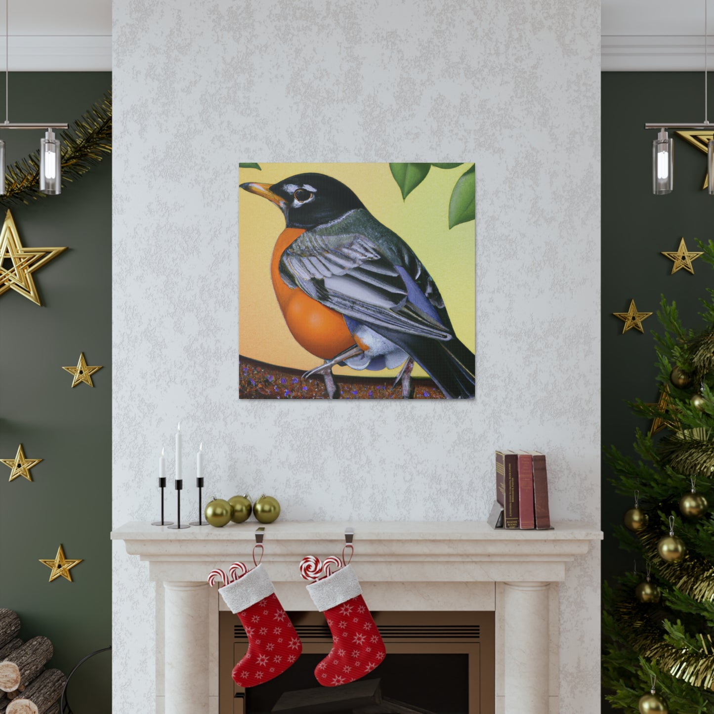 "Glamorous American Robins" - Canvas