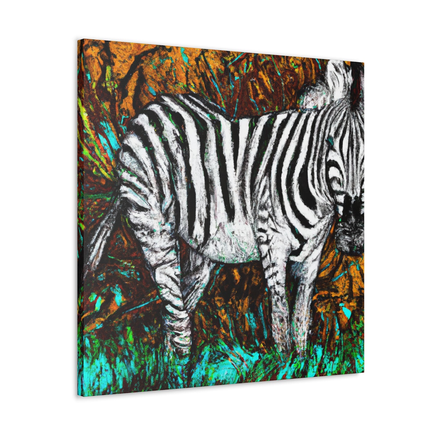 "Zebra's Striped Reflection" - Canvas