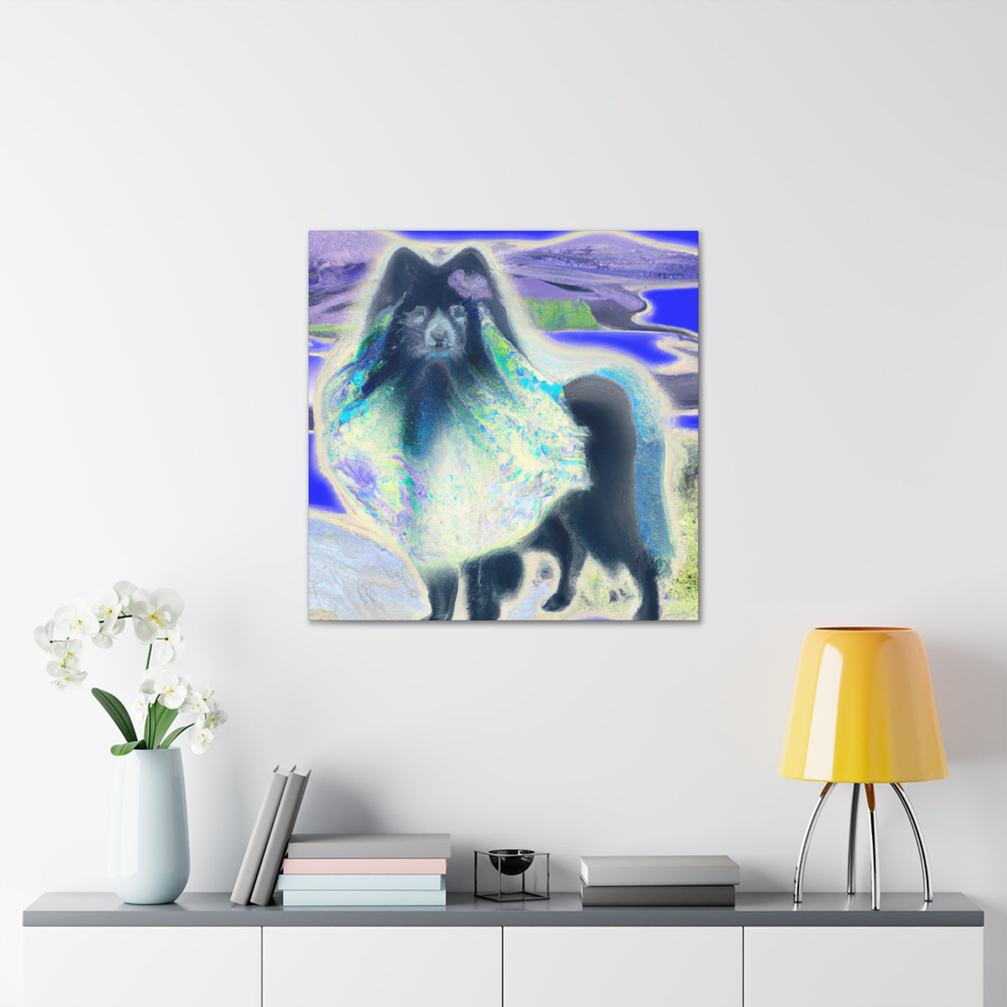 "Keeshond with Surrealism" - Canvas