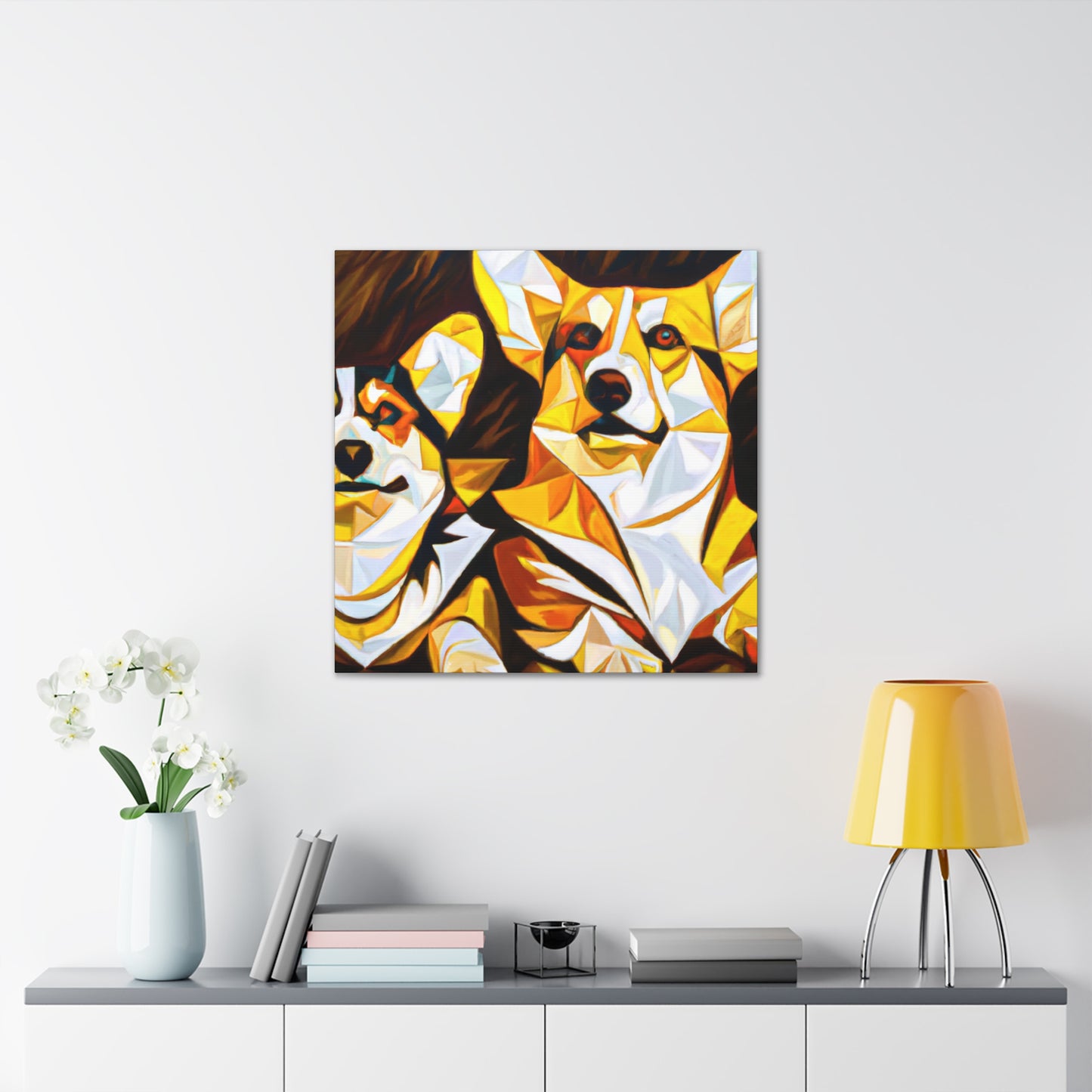 "Corgis in Art Deco" - Canvas