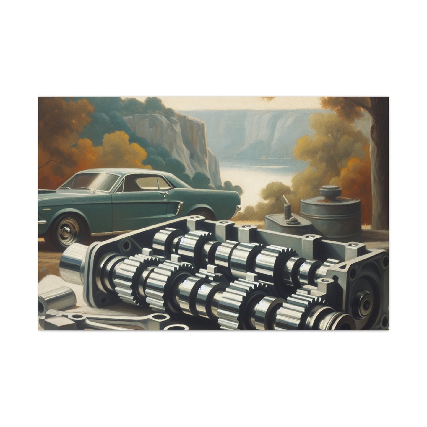 "Mechanical Serenity: Camshaft" - Canvas