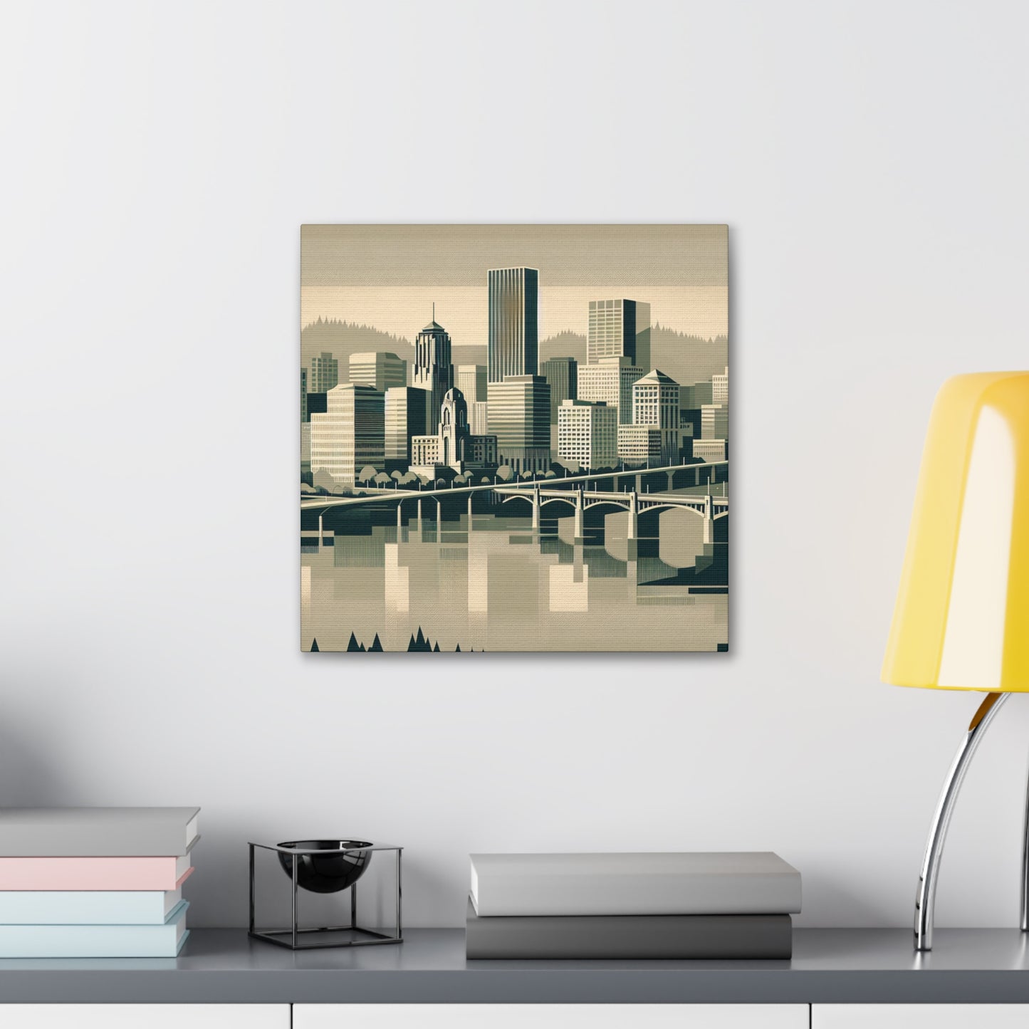 "Cityscape Serenade: 1920s Portland" - Canvas