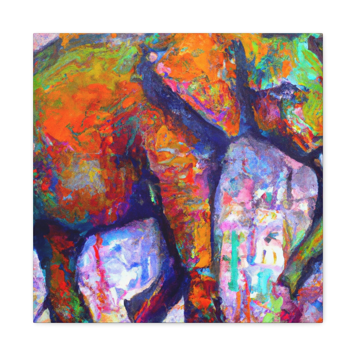 Elephant Embrace Abstraction - Canvas