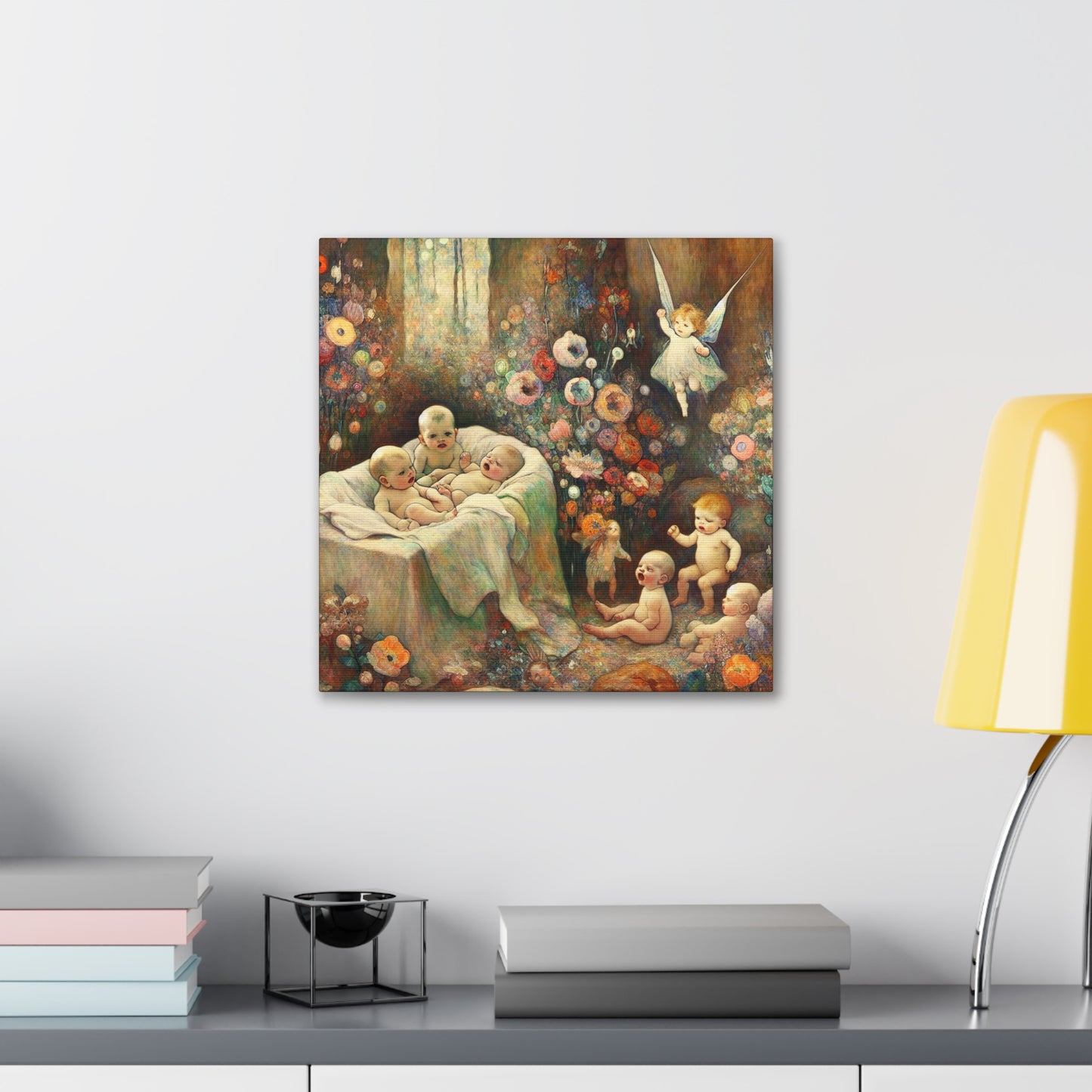 Whimsical Blooms and Sprites - Canvas