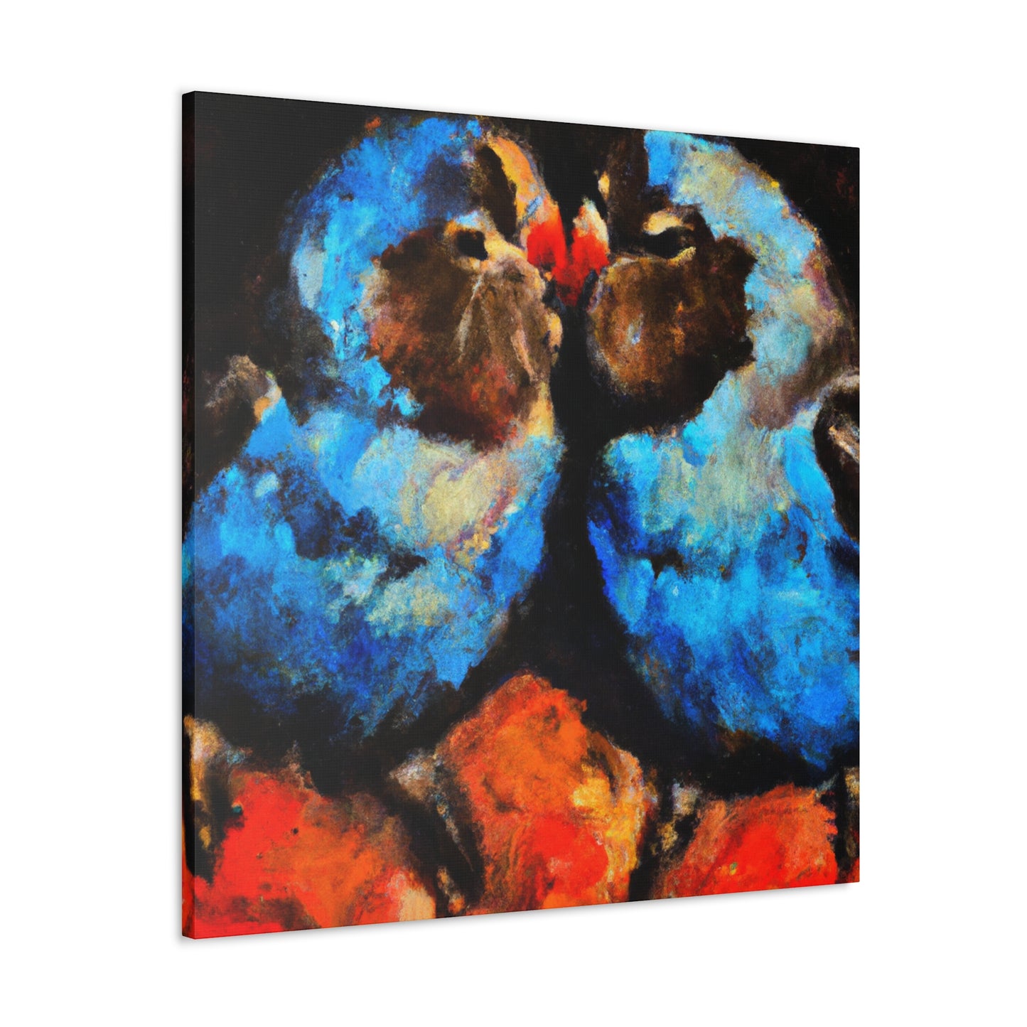 "Lovebirds in Moonlit Nocturne - Canvas