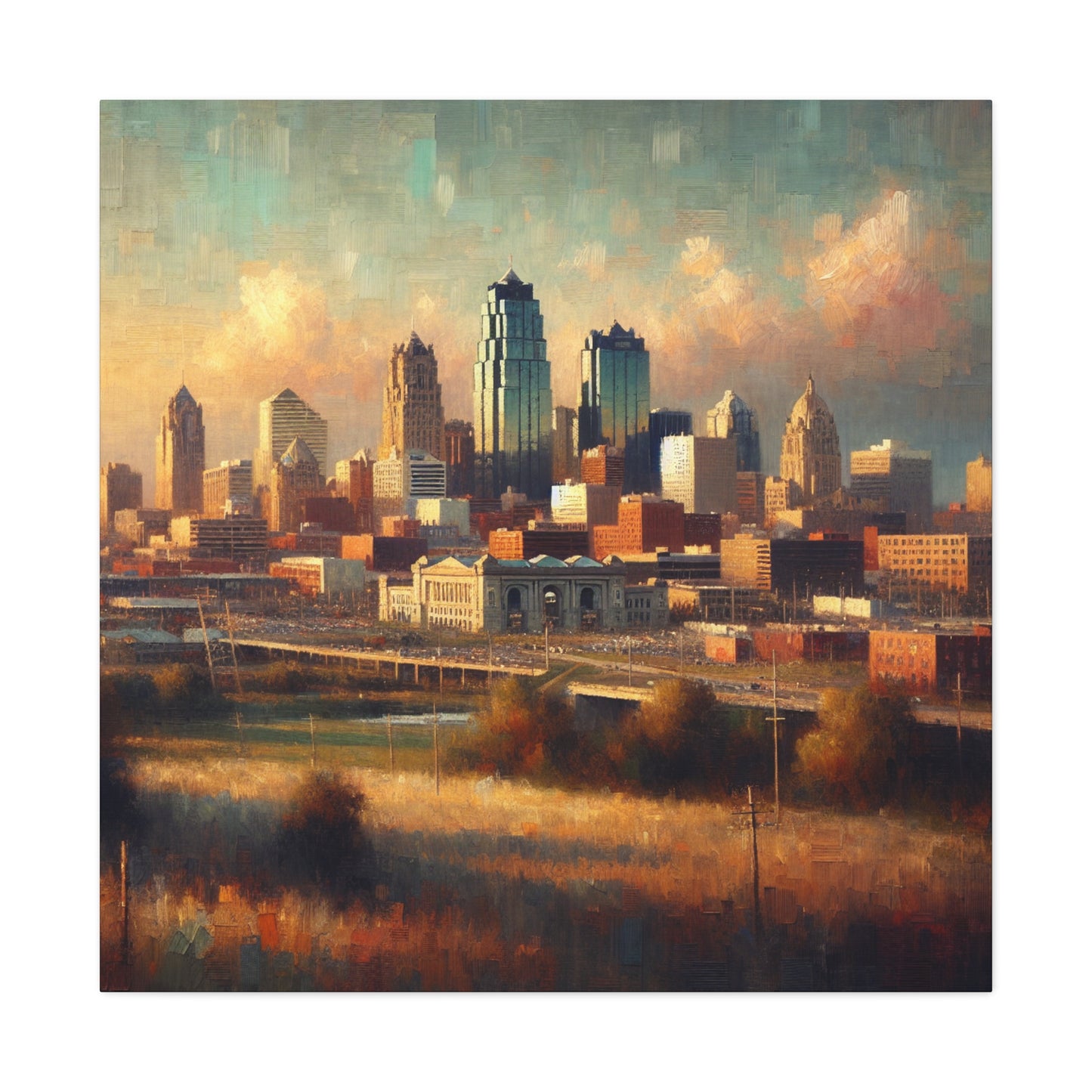 "Cityscape Symphony: Kansas Dreams" - Canvas