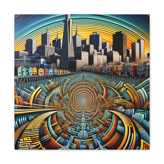 Golden City Silhouette - Canvas