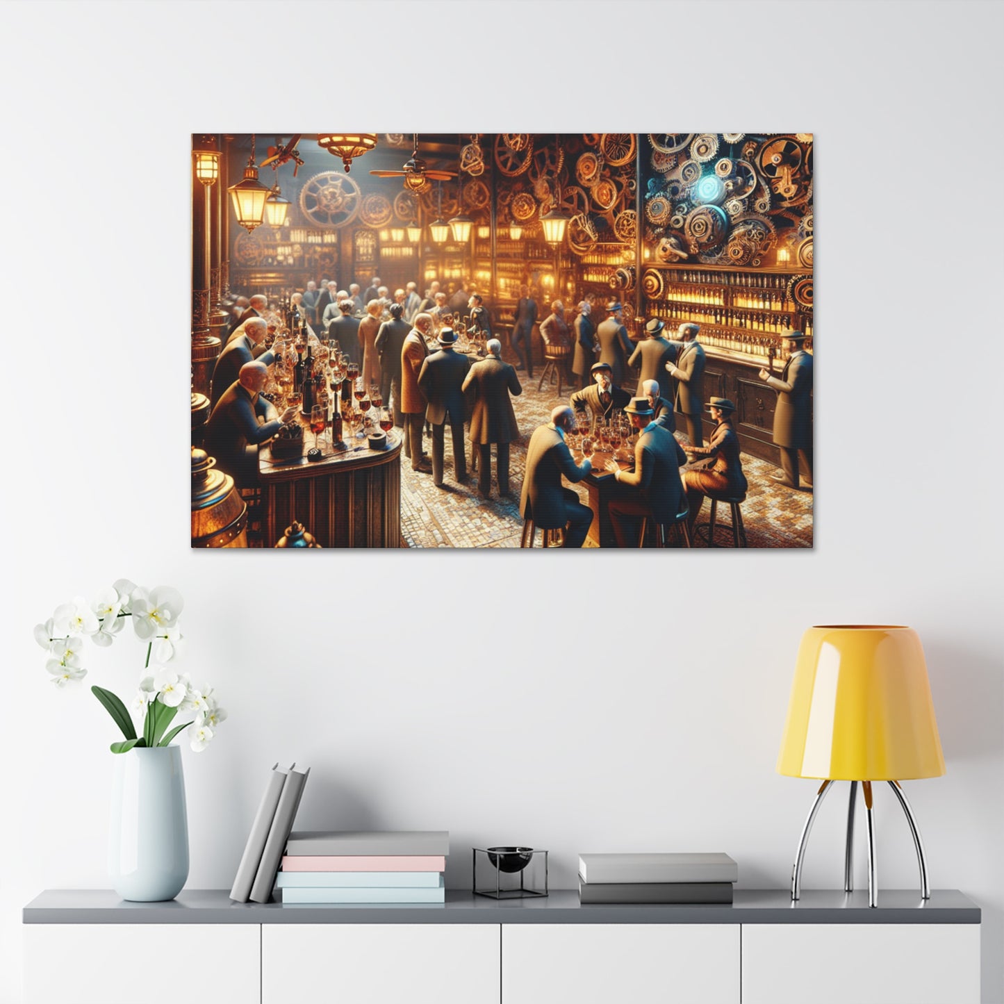 "Clockwork Revelry: Vintage Soirée" - Canvas