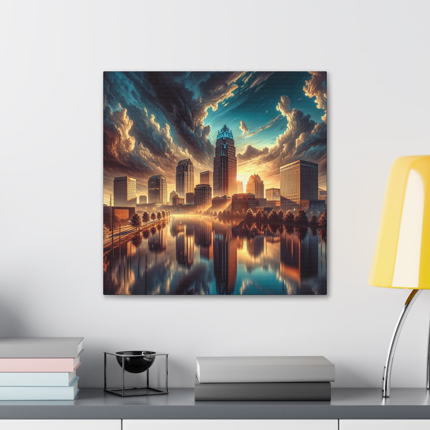 "Cityscape Symphony: Raleigh" - Canvas